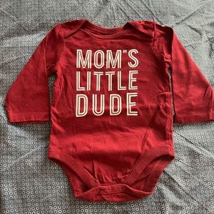 “Mom’s Little Dude” Baby Boy Long Sleeve Onesie